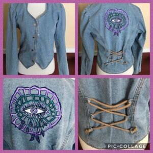 NWT Hand Painted Denim Jacket One of a kind!